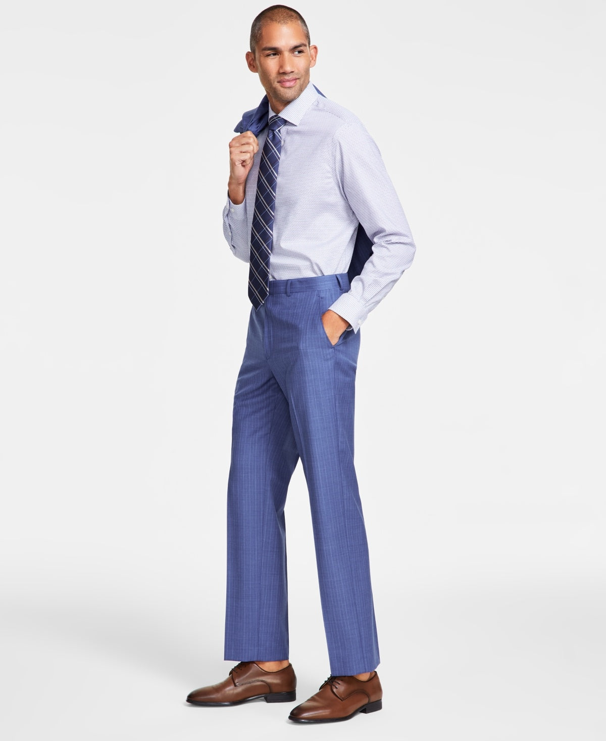 Michael Kors Men Classic fit Dress Pants 30 / 30 Blue Striped Stretch