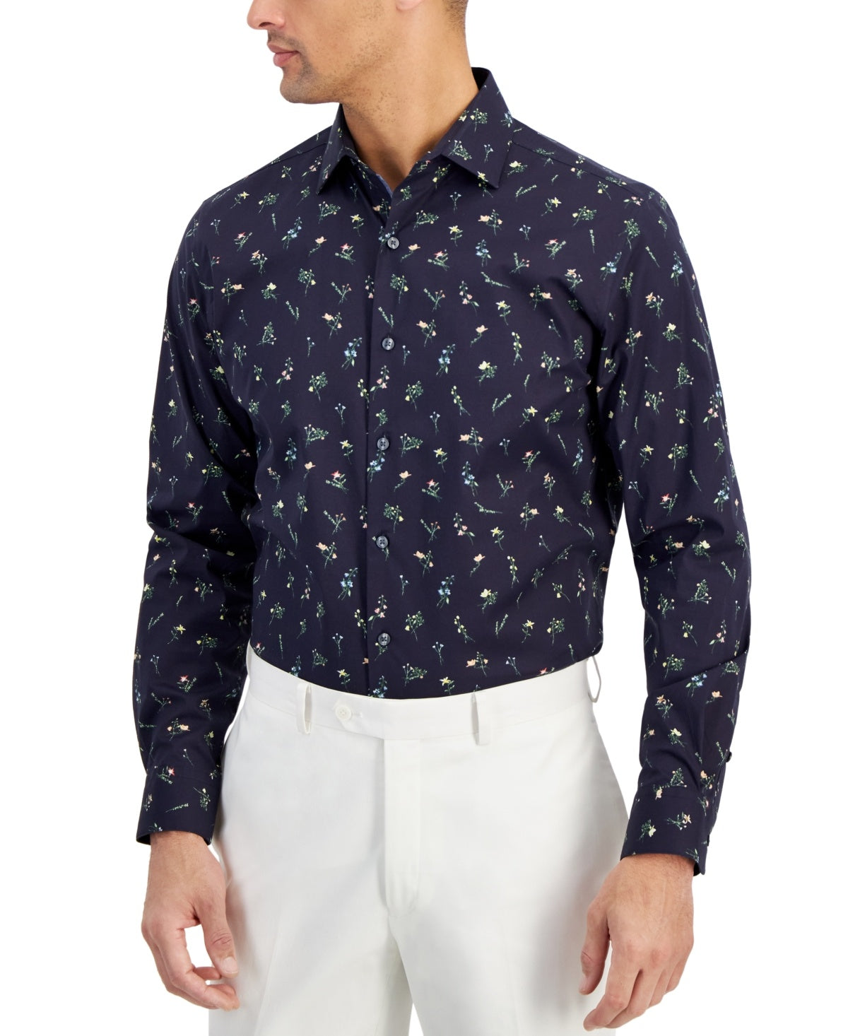 Bar Iii Mens Slim fit Dress Shirt Large 16-16.5 Long Sleeve Navy Blue   Bristol Apparel Co
