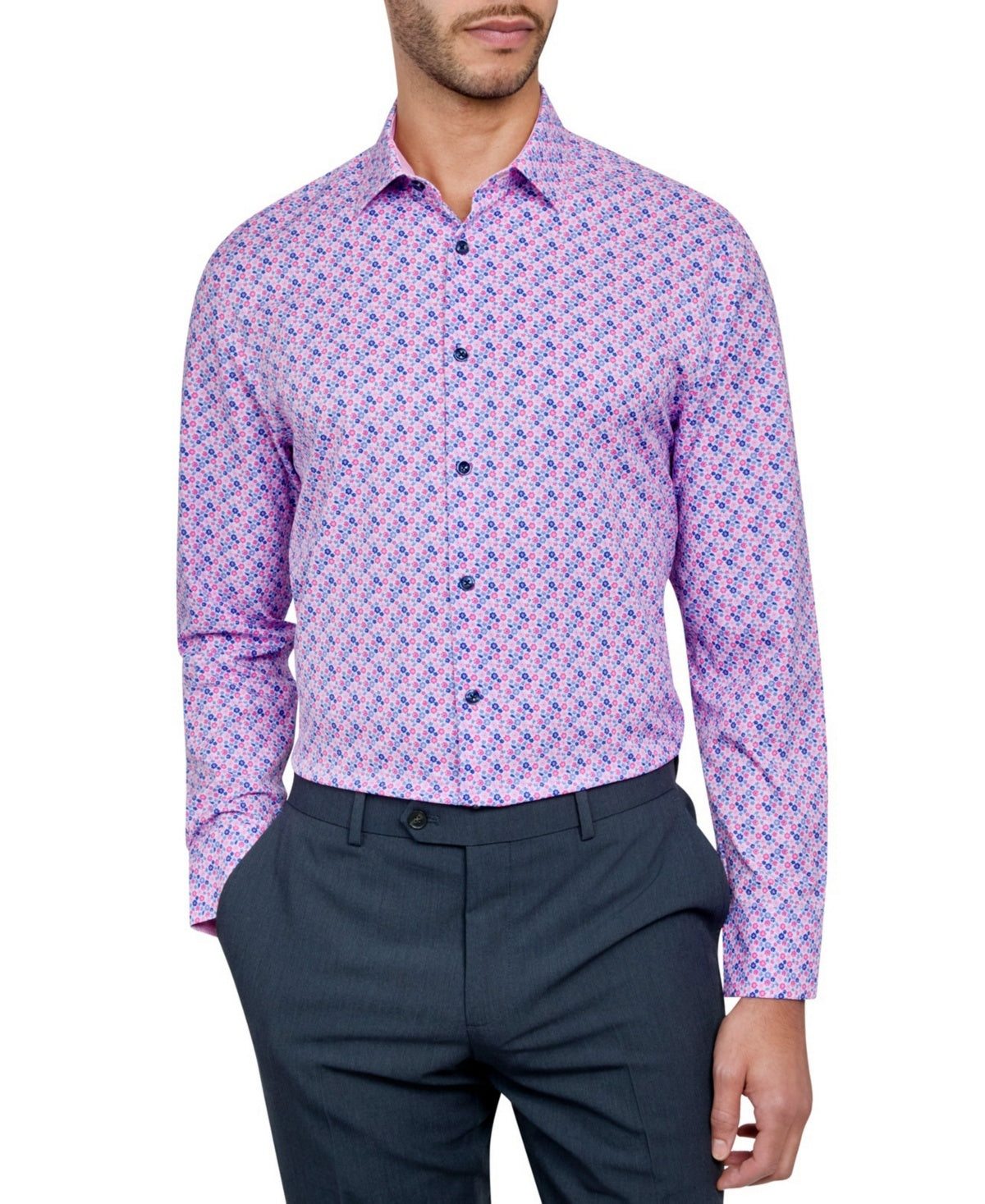 Construct Mens Slim fit Dress Shirt XXL 18-18.5 35-36 Pink Floral Bristol Apparel Co Construct Mens Slim fit Dress Shirt XXL 18-18.5 35-36 Pink Floral Bristol Apparel Co