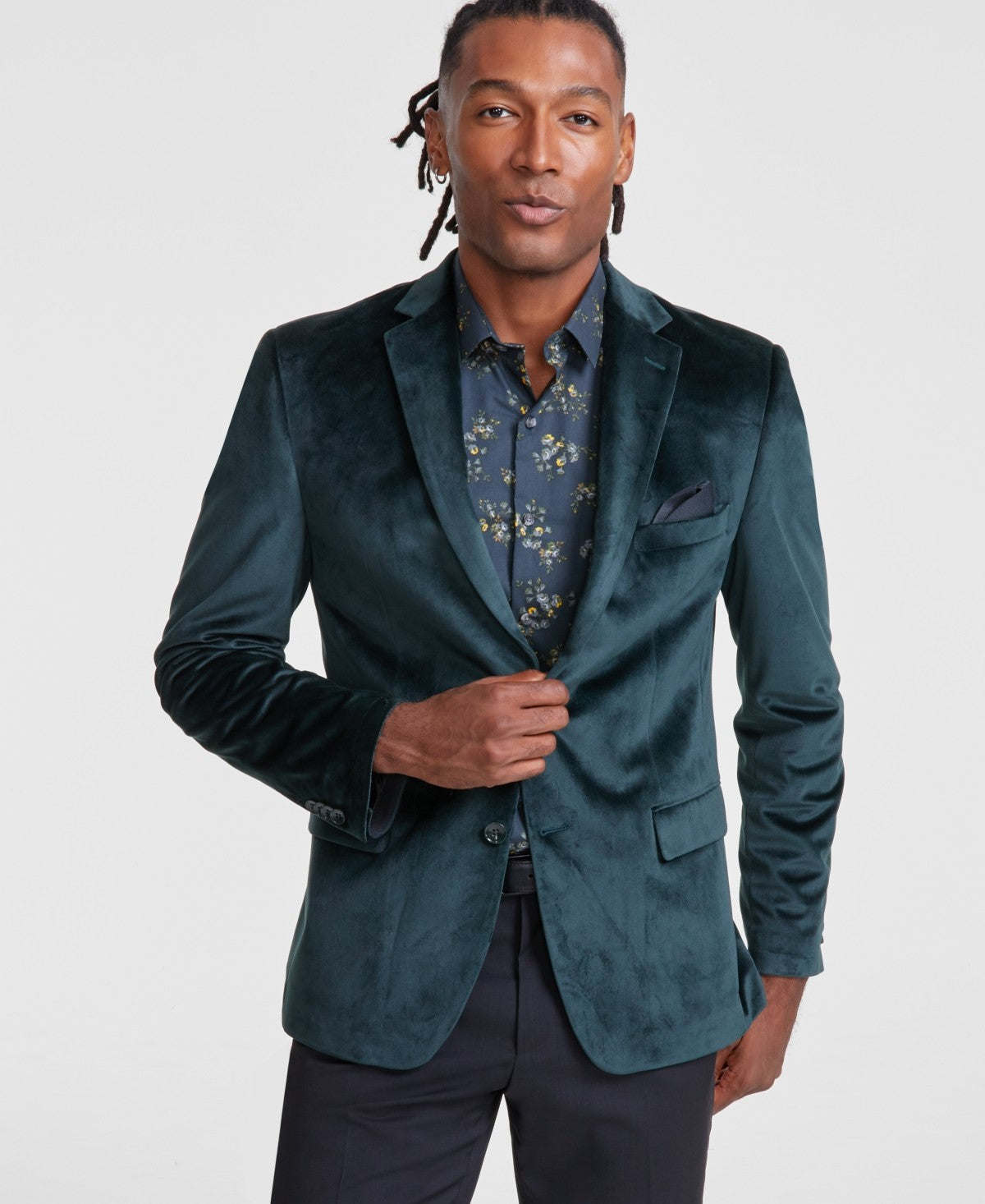 Alfani Mens Slim fit Velvet Sport Coat Blazer 40 R Dark Green Solid –  Bristol Apparel Co