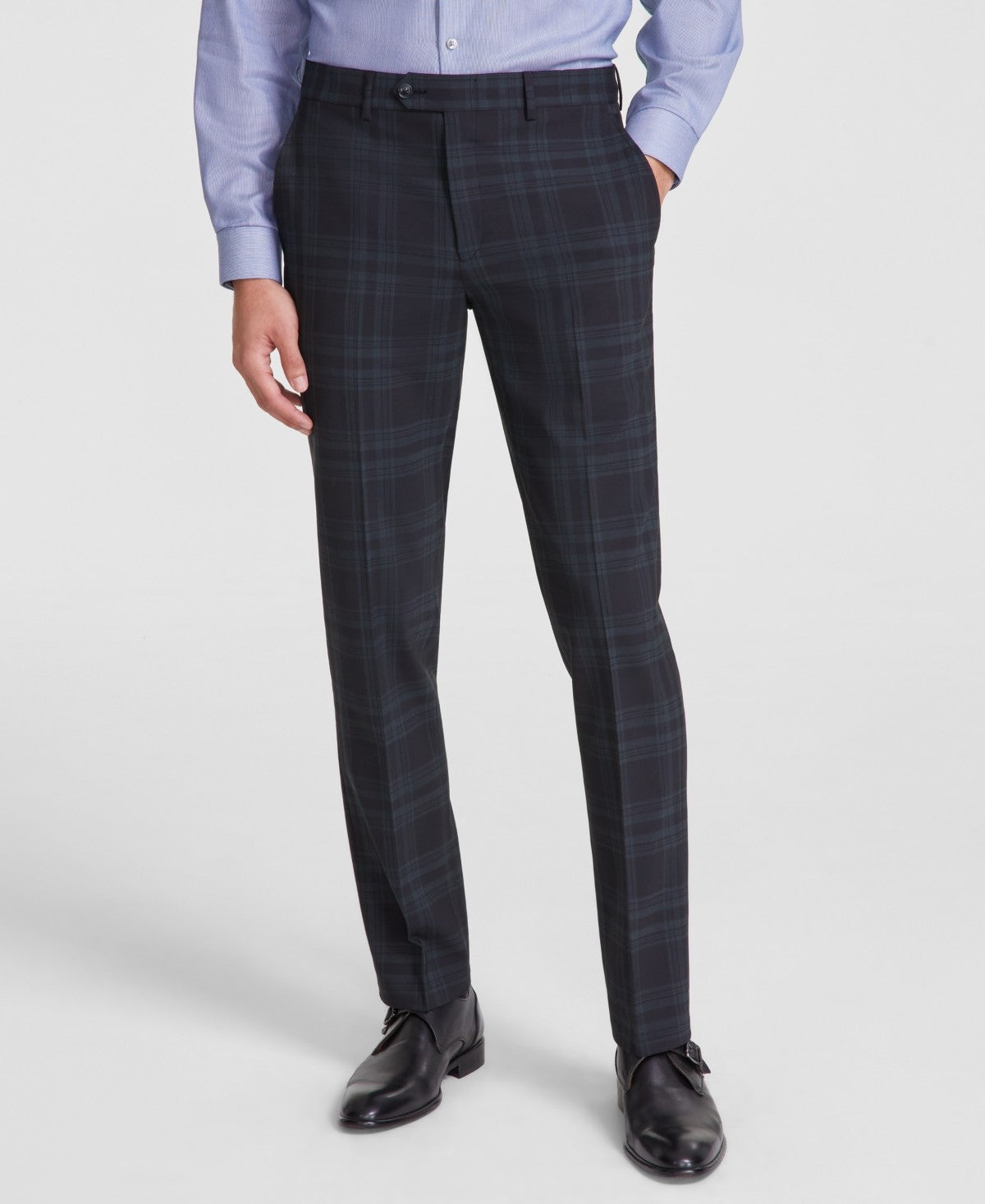 Bar Iii Mens Slim fit Dress Pants 34 / 34 Dark Green Plaid Stretch