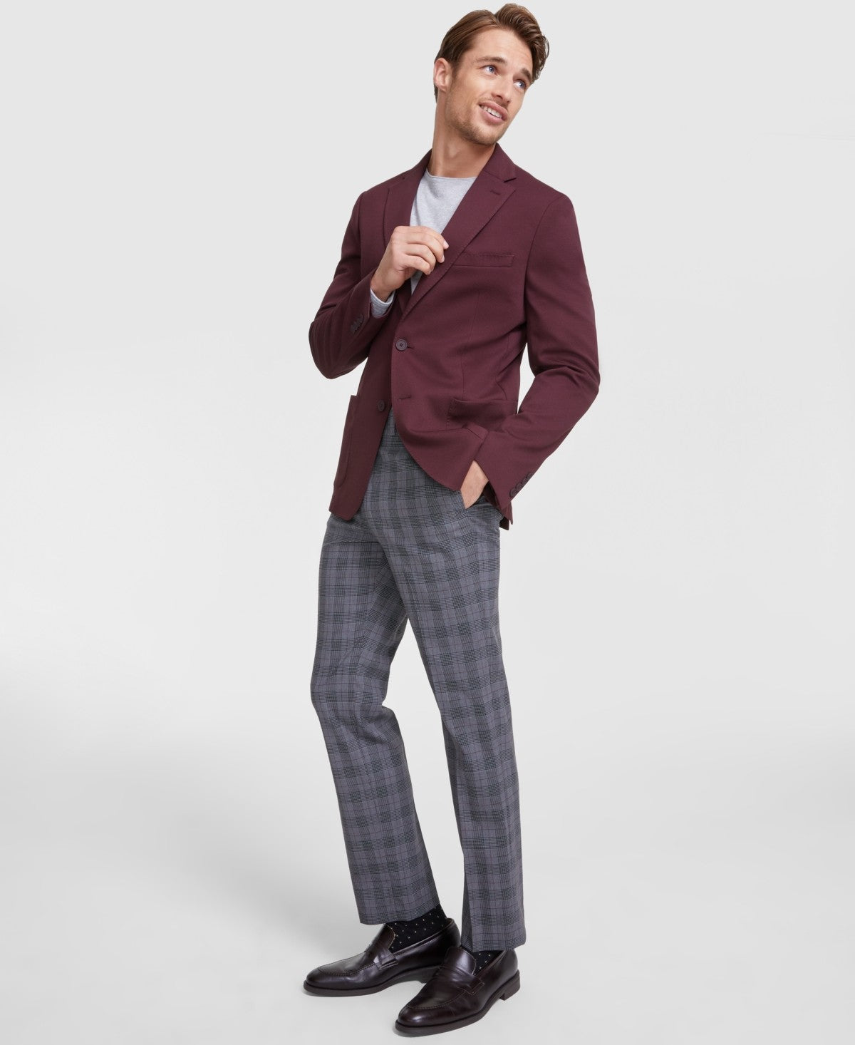 Calvin Klein Mens Slim fit Sport Coat Blazer 34 R Burgundy Red Solid   Bristol Apparel Co