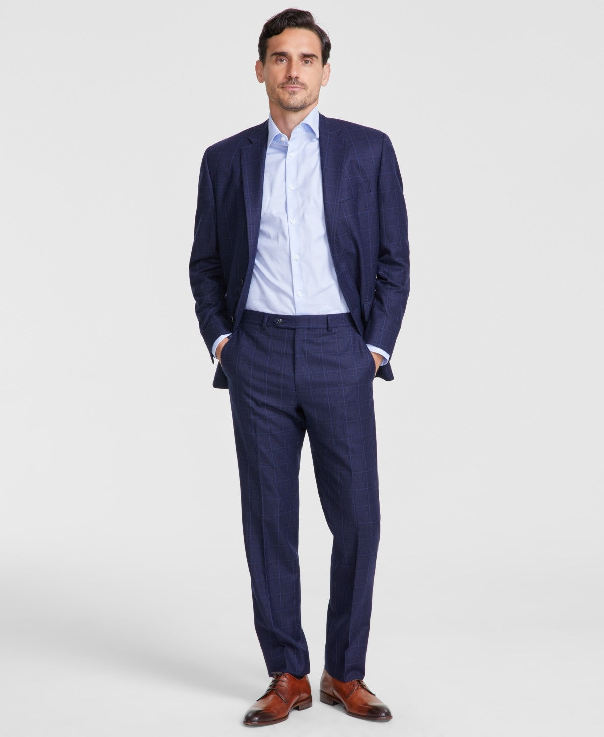 Michael Kors Mens Classic fit Dress Pants 38 / 34 Navy Blue Plaid Stre