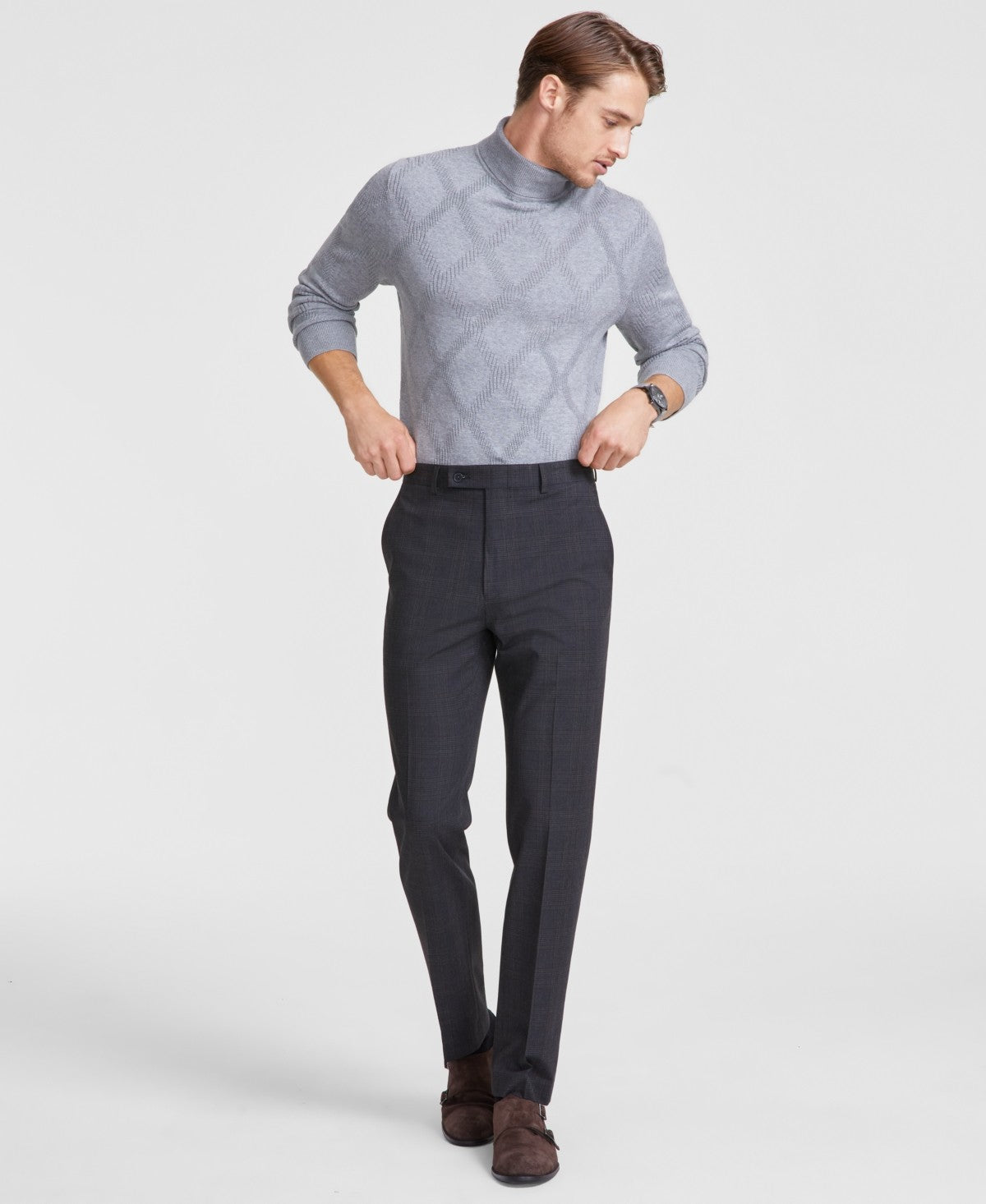 fitted lace wedding dress Calvin Klein Mens Slim fit Dress Pants 42 / 30 Grey Plaid – Bristol Apparel  Co
