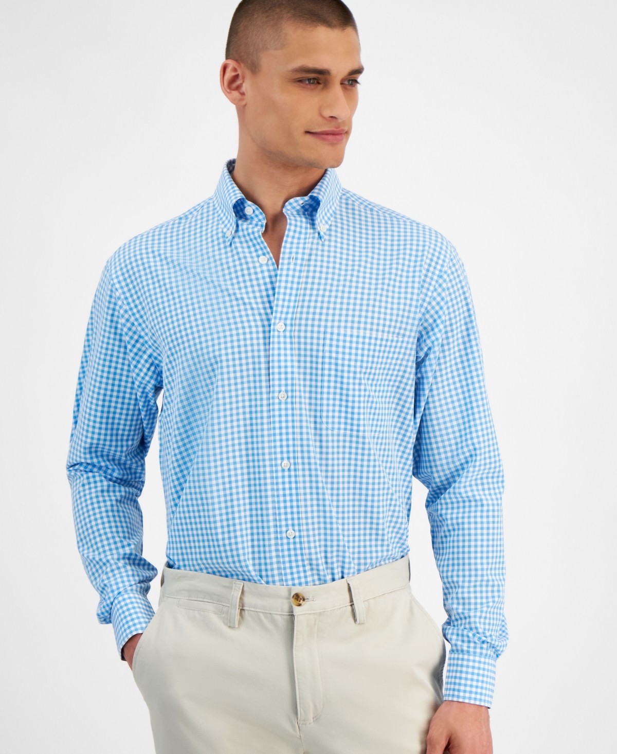 slim fit dress slacks Club Room Mens Regular fit Dress Shirt XL 17 in 34-35 Light Blue Check –  Bristol Apparel Co