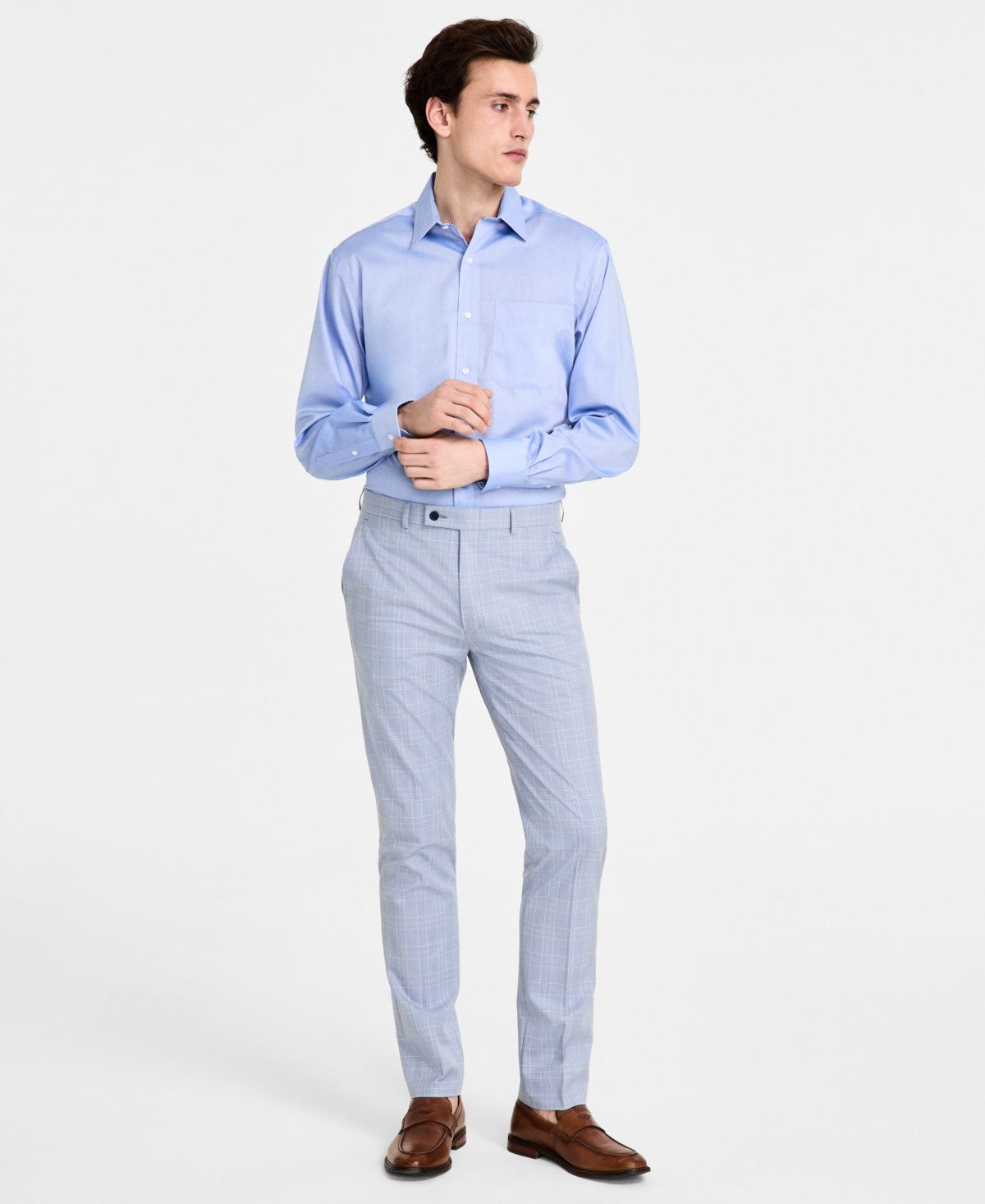 Calvin Klein Mens Slim fit Dress Pants 34 / 32 Light Blue Solid