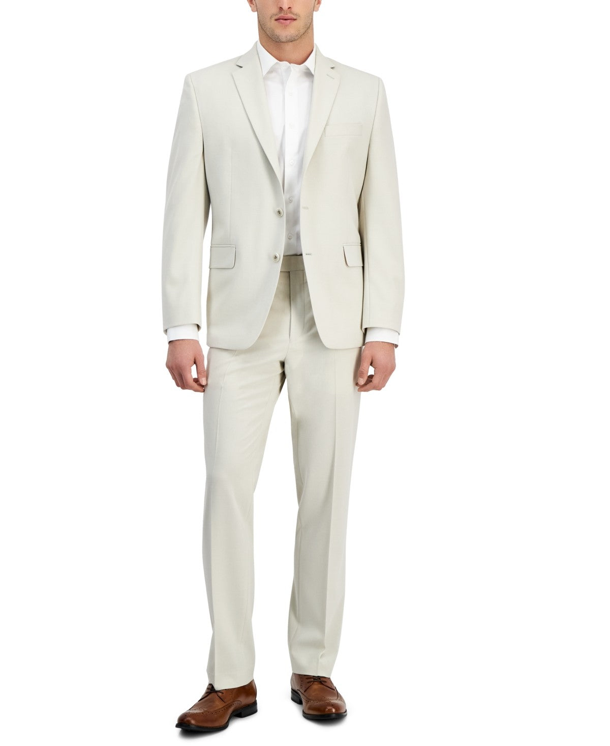Perry Ellis Mens Modern fit 2 Piece Suit 37 R / 30 Waist Stone White S –  Bristol Apparel Co