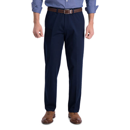 Haggar Mens Straight fit Dress Pants 40 / 32 Navy Blue Solid Stretch