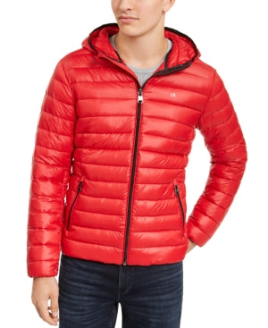 Calvin klein red puffer coat online