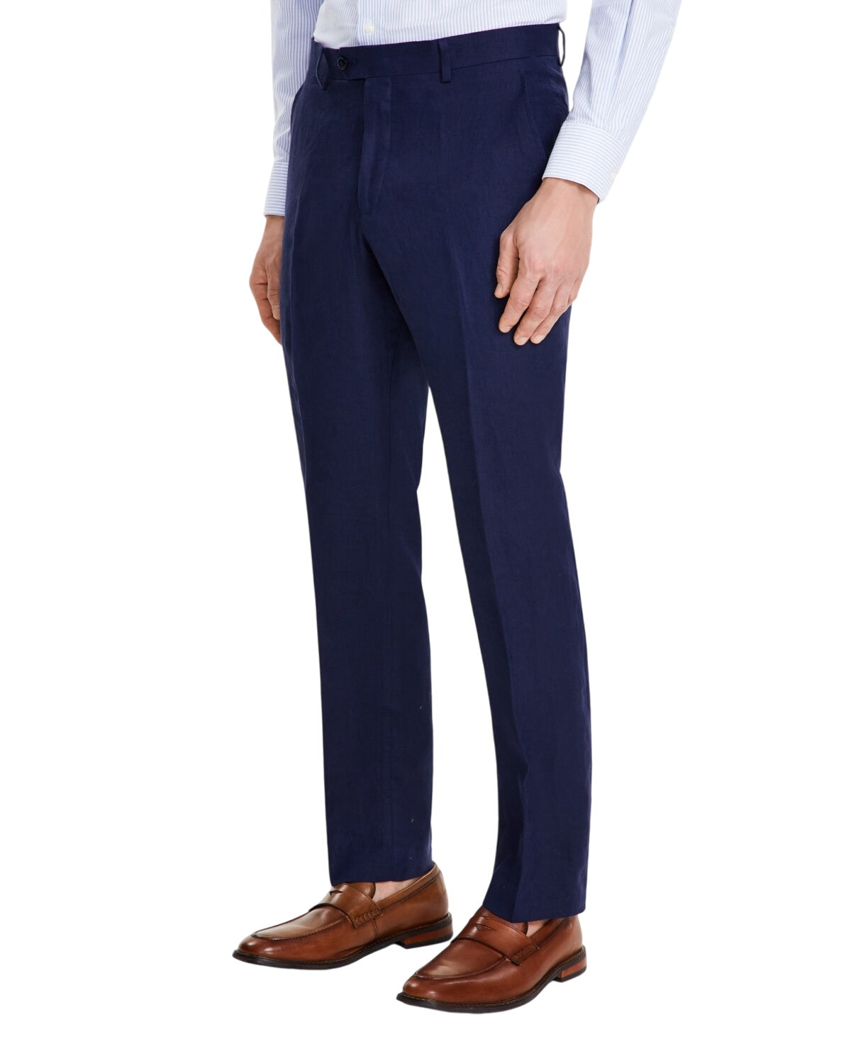 Tommy Hilfiger Mens Modern fit Dress Pants 34 / 32 Navy Blue Solid Lin