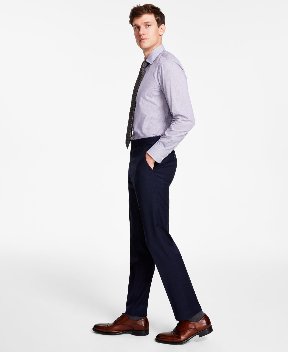 Tommy Hilfiger Mens Modern fit Dress Pants 30 / 30 Blue Plaid Stretch