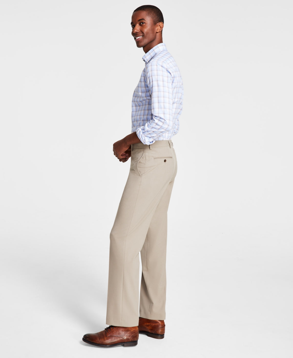 Michael Kors Mens Classic fit Dress Pants 42 / 32 Beige Solid Stretch – Bristol Apparel Co