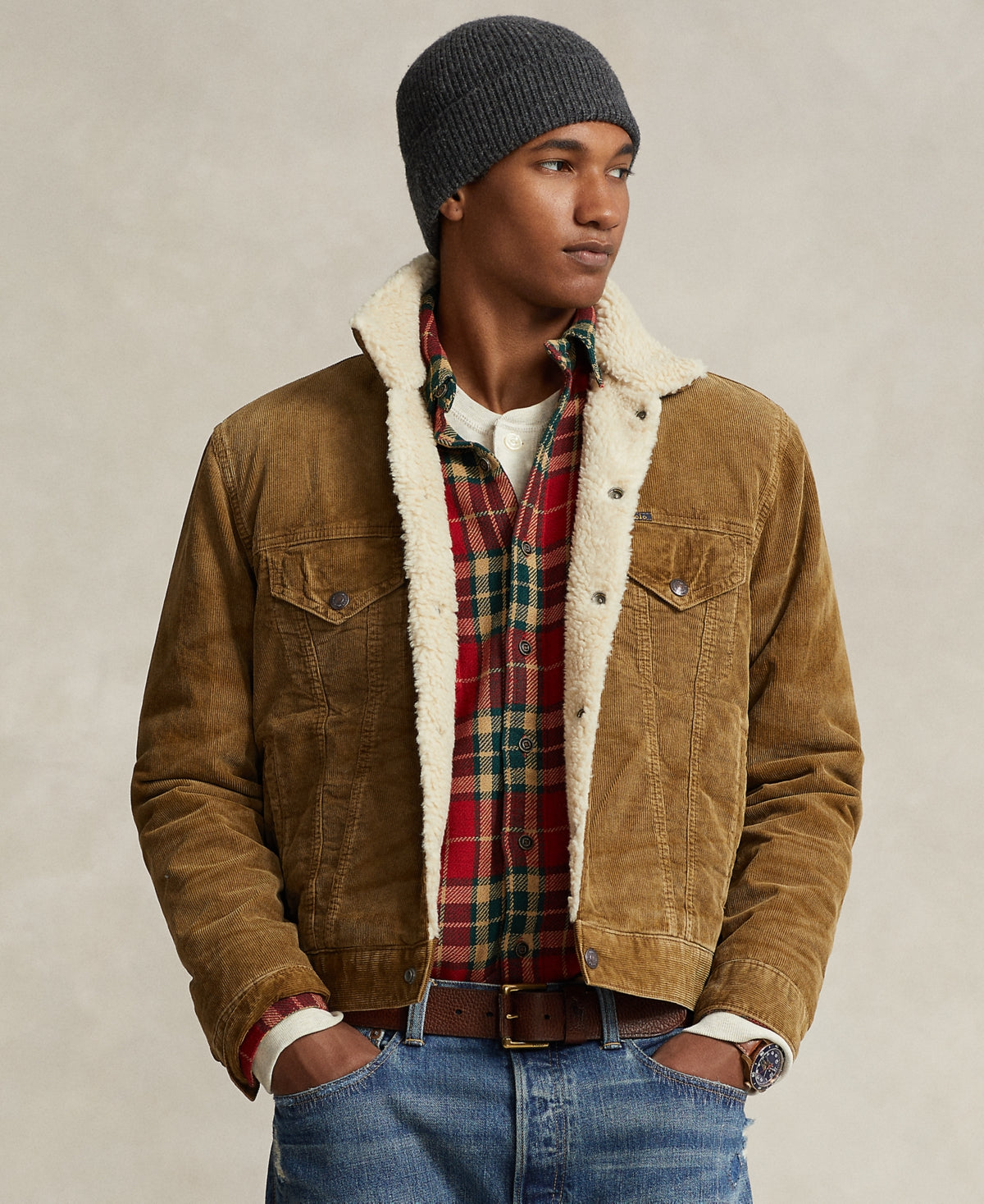 Polo Ralph Lauren Men's Fleece Lined Corduroy Trucker Jacket Coat
