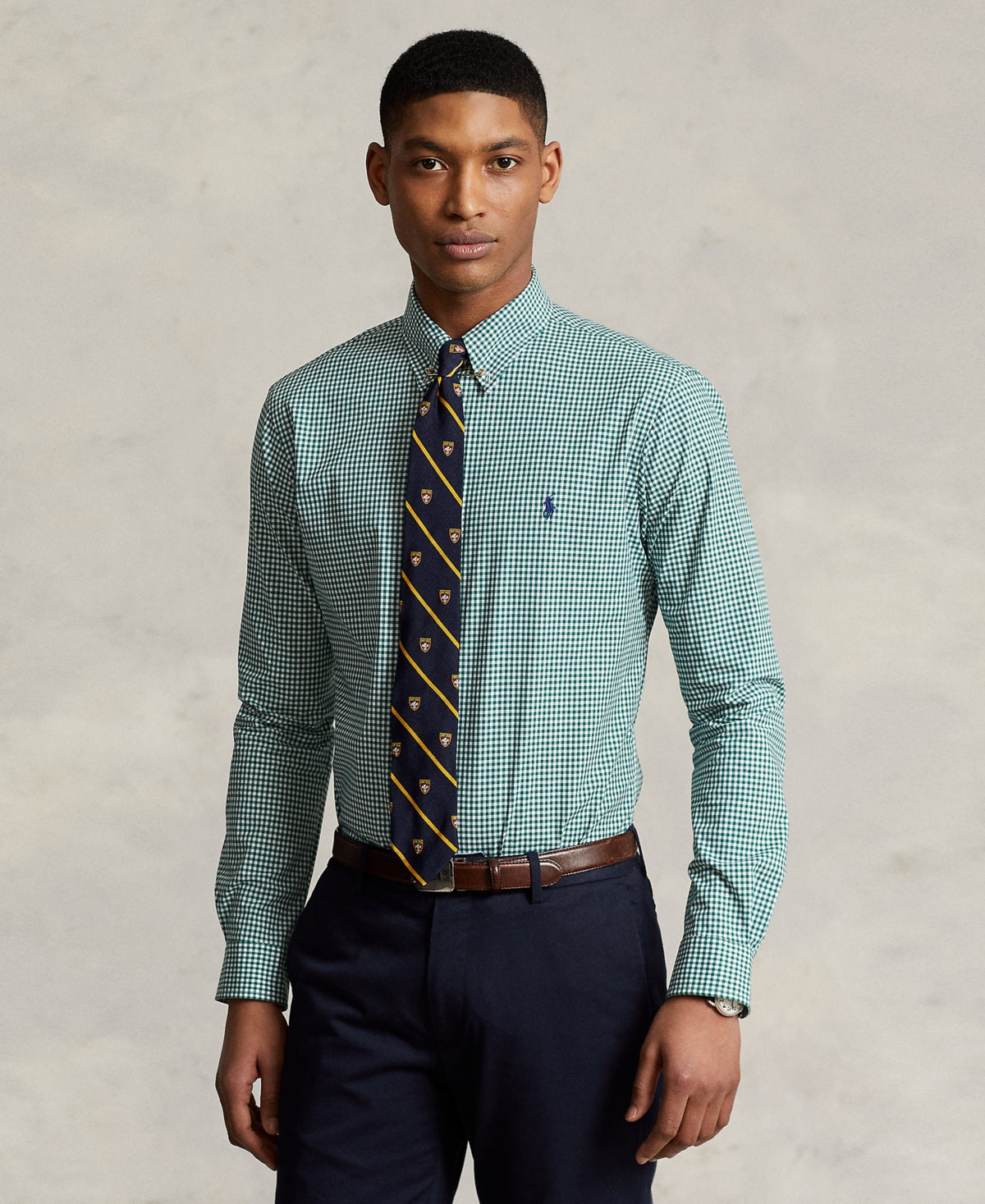 pine green and white shirt