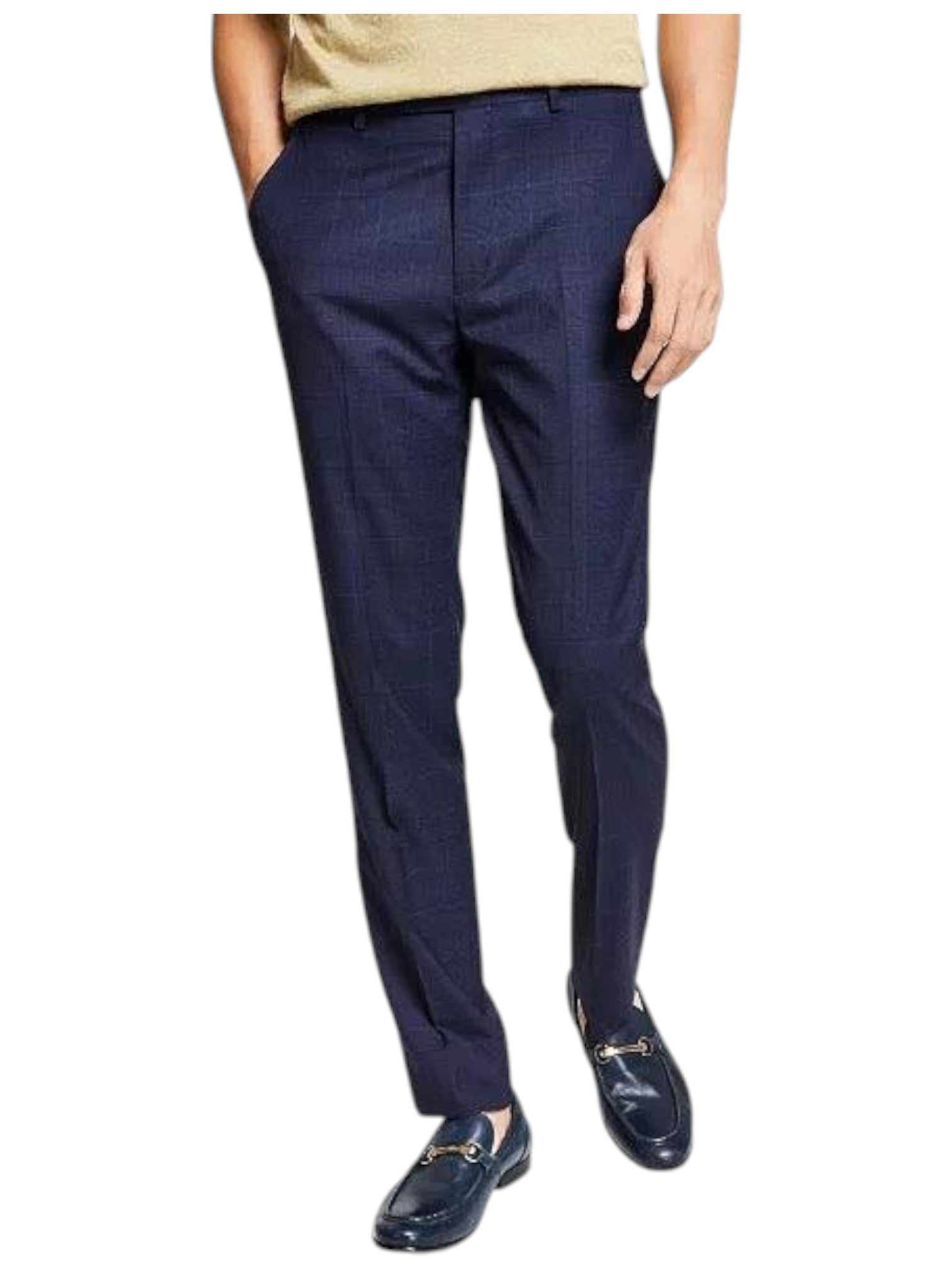 Bar Iii Mens Skinny fit Dress Pants 36 / 32 Navy Blue Plaid – Bristol