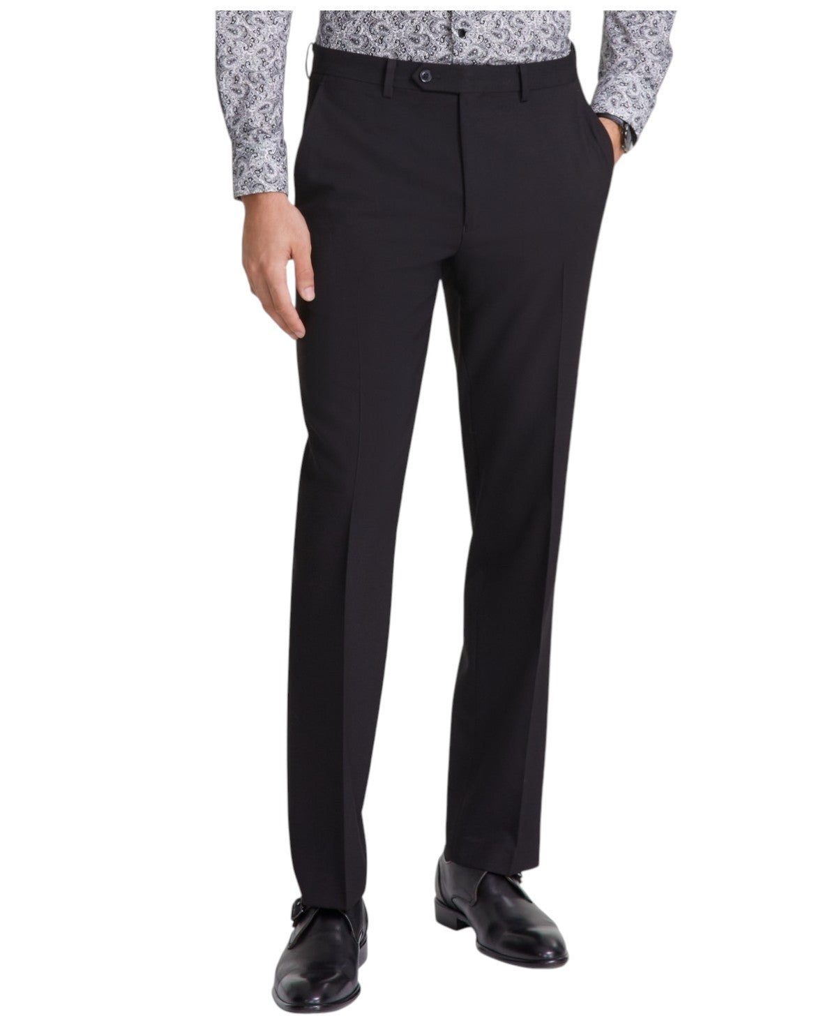 Tallia Mens Classic fit Dress Pants 44 / 30 Black Solid Stretch