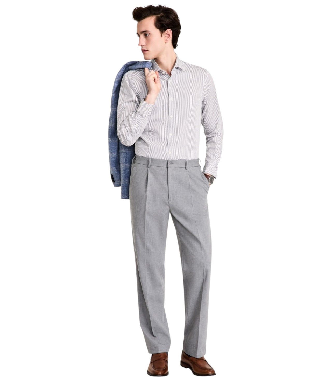 Tommy Hilfiger Mens Relaxed fit Dress Pants 40 / 32 Light Grey Solid S