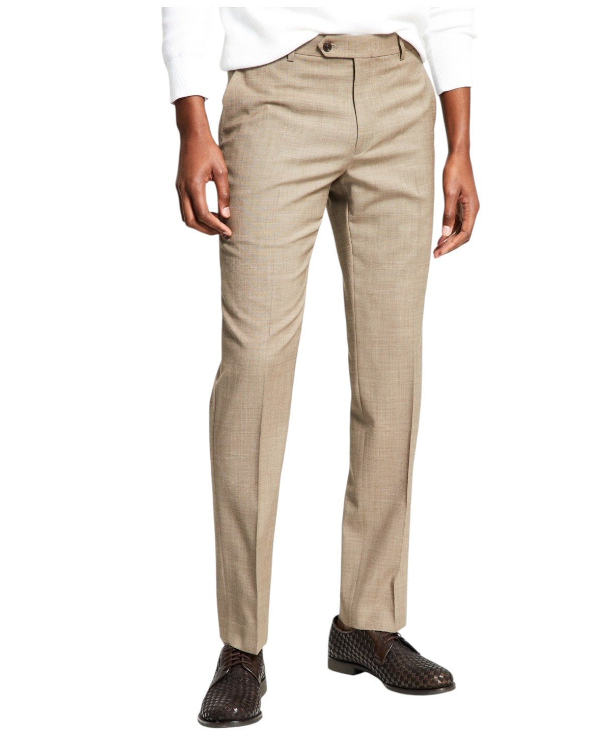 Tommy Hilfiger Mens Modern fit Dress Pants 30 / 30 Beige Solid Stretch