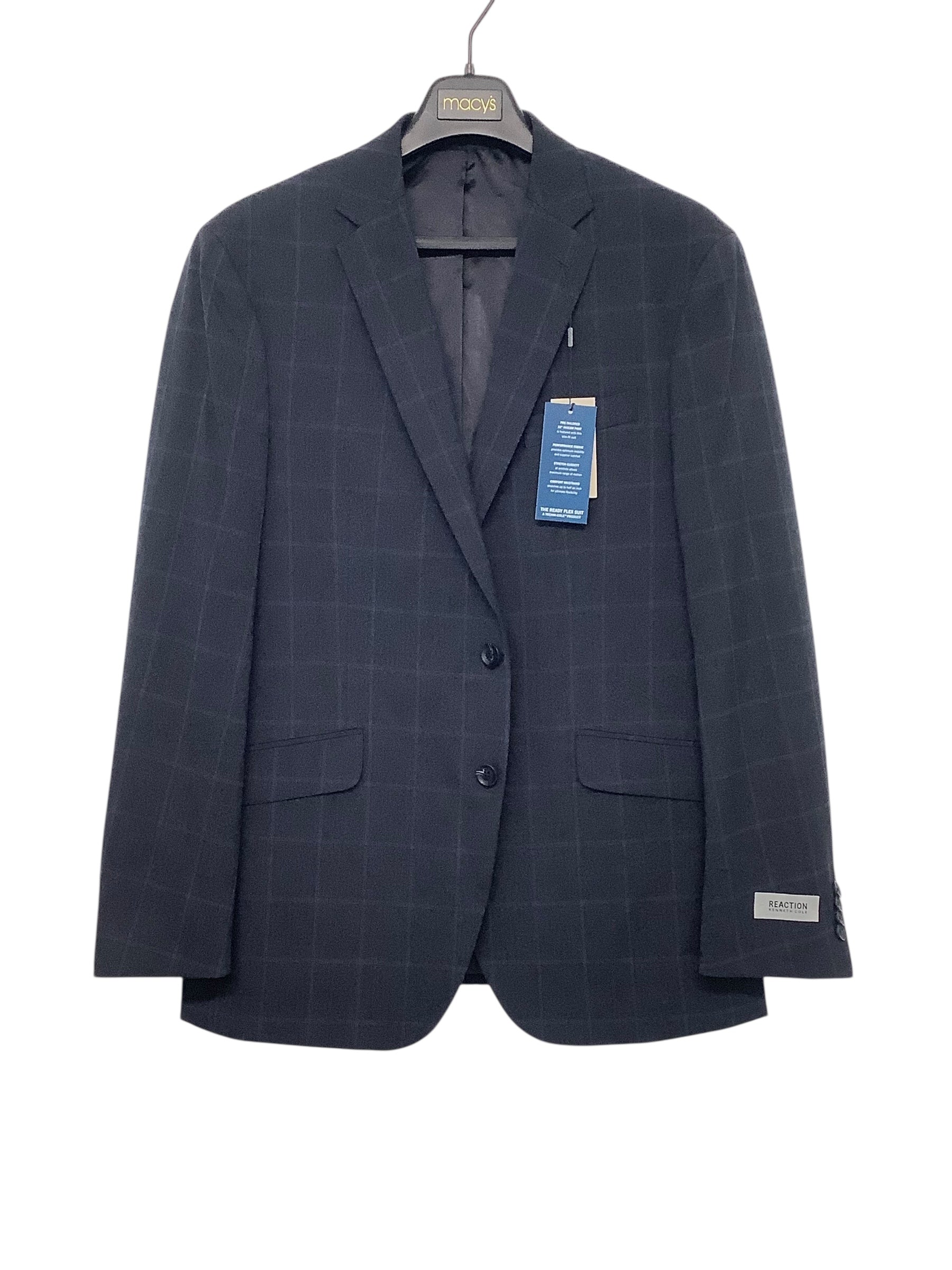 Kenneth Cole Reaction Mens Slim fit Suit Jacket Blazer 42 R Blue Plaid  Stretch