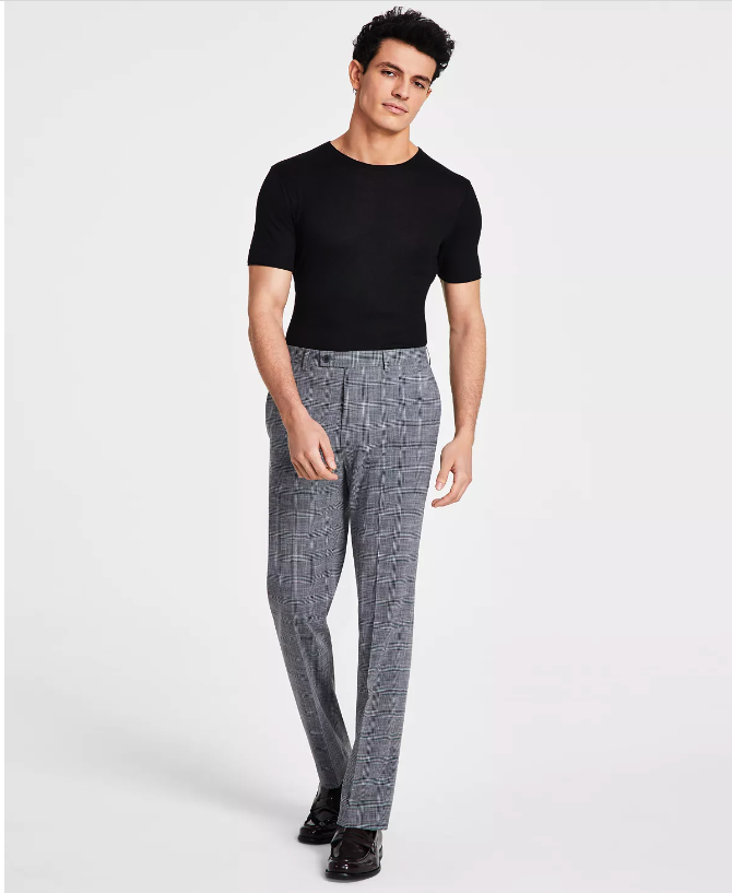 Calvin Klein Mens Slim Fit Plaid Performance Dress Pants Grey 40 x 30 –  Bristol Apparel Co