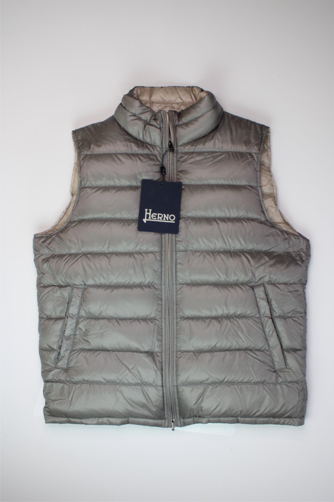 Herno Mens Reversible Down Vest EU / 54 US 44 Tan / Light Grey