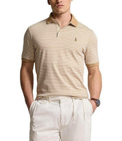 Polo Ralph Lauren Mens Classic Striped Soft Cotton Polo Shirt Small Sand / White