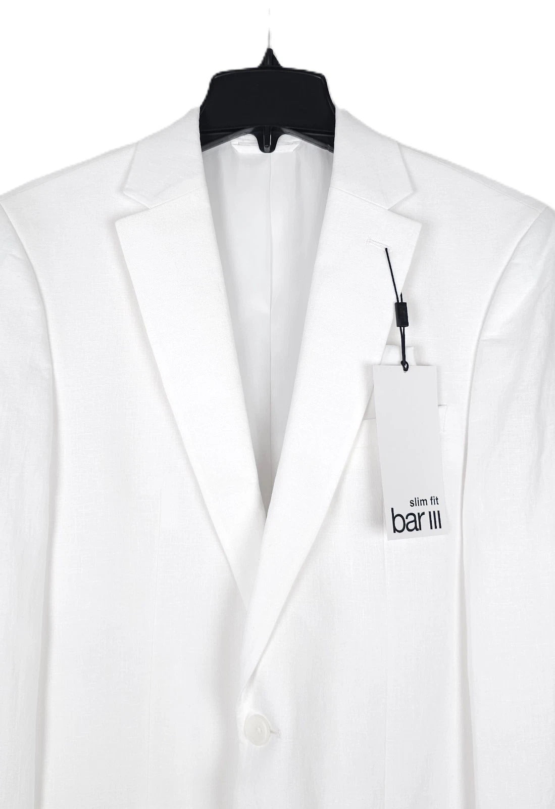 Bar Iii Mens Slim fit Summer Linen Suit Jacket Blazer 44 L White Sport Coat