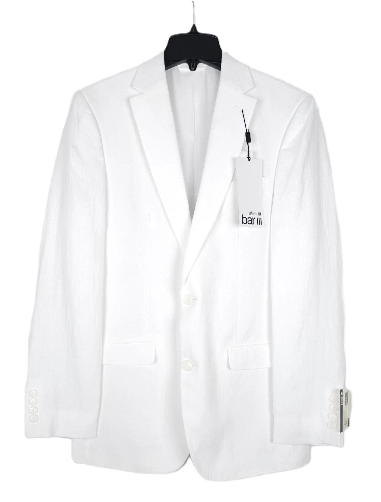 Bar Iii Mens Slim fit Summer Linen Suit Jacket Blazer 44 L White Sport Coat
