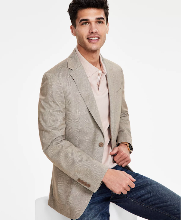 Calvin Klein Mens Tan Slim Fit Sport Coat 41R