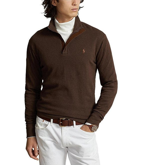 Polo Ralph Lauren Double-Knit Quarter-Zip Pullover Sweater XL Dark Brown