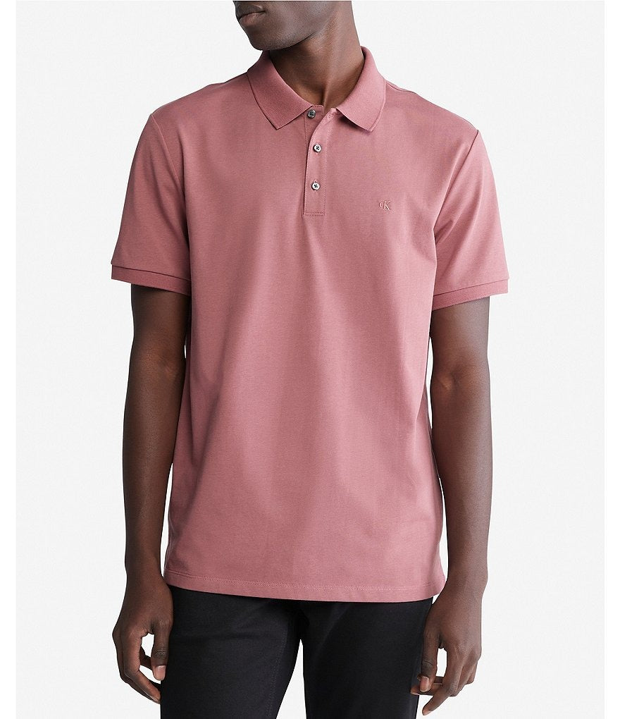 CALVIN KLEIN Mens Regular-Fit Cotton Monogram Logo Polo Shirt Medium Rose Pink
