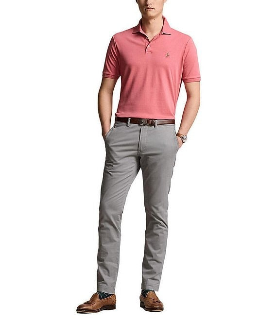 Ralph Lauren Mens Slim Fit Stretch Dobby Polo Chino Pants 34 x 30 Perfect Grey