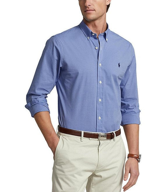 Polo Ralph Lauren Mens Slim Fit Poplin Button Down Shirt XXL 2XL Blue