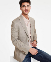 Calvin Klein Mens Slim fit Sport Coat Blazer 46 R Tan Light Brown Solid Stretch