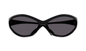 BALENCIAGA Men's Fashion Show 90s Oval 83mm Geometric Sunglasses In Shiny Black