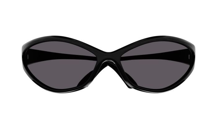 BALENCIAGA Men's Fashion Show 90s Oval 83mm Geometric Sunglasses In Shiny Black