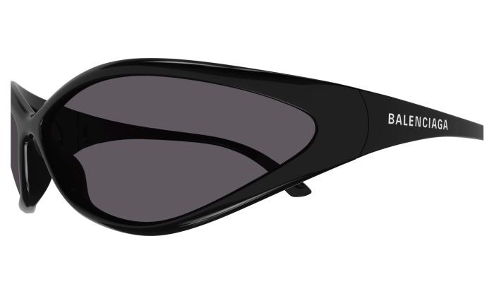 BALENCIAGA Men's Fashion Show 90s Oval 83mm Geometric Sunglasses In Shiny Black