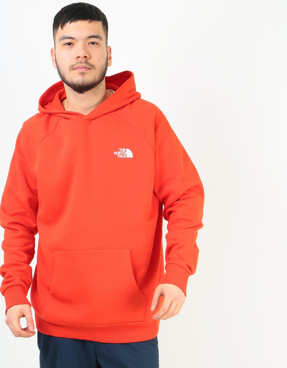 The North Face Raglan Red Box Pullover Hoodie Sweatshirt XXL Orange