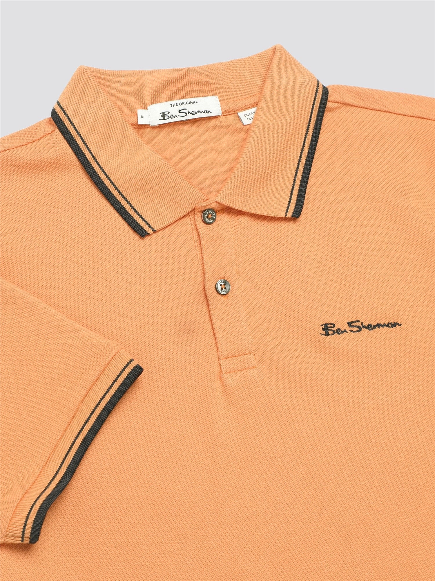 Ben Sherman Mens Regular fit Short Sleeve Polo Shirt Large Orange Solid