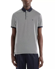 Emporio Armani Two Tone Micro Design Polo Shirt MEDIUM Navy Blue