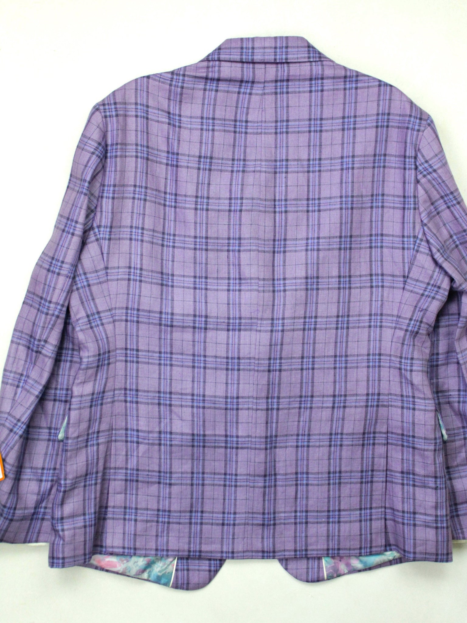Tallia Mens Slim Fit Linen Sport Coat Blazer 46L Purple Plaid