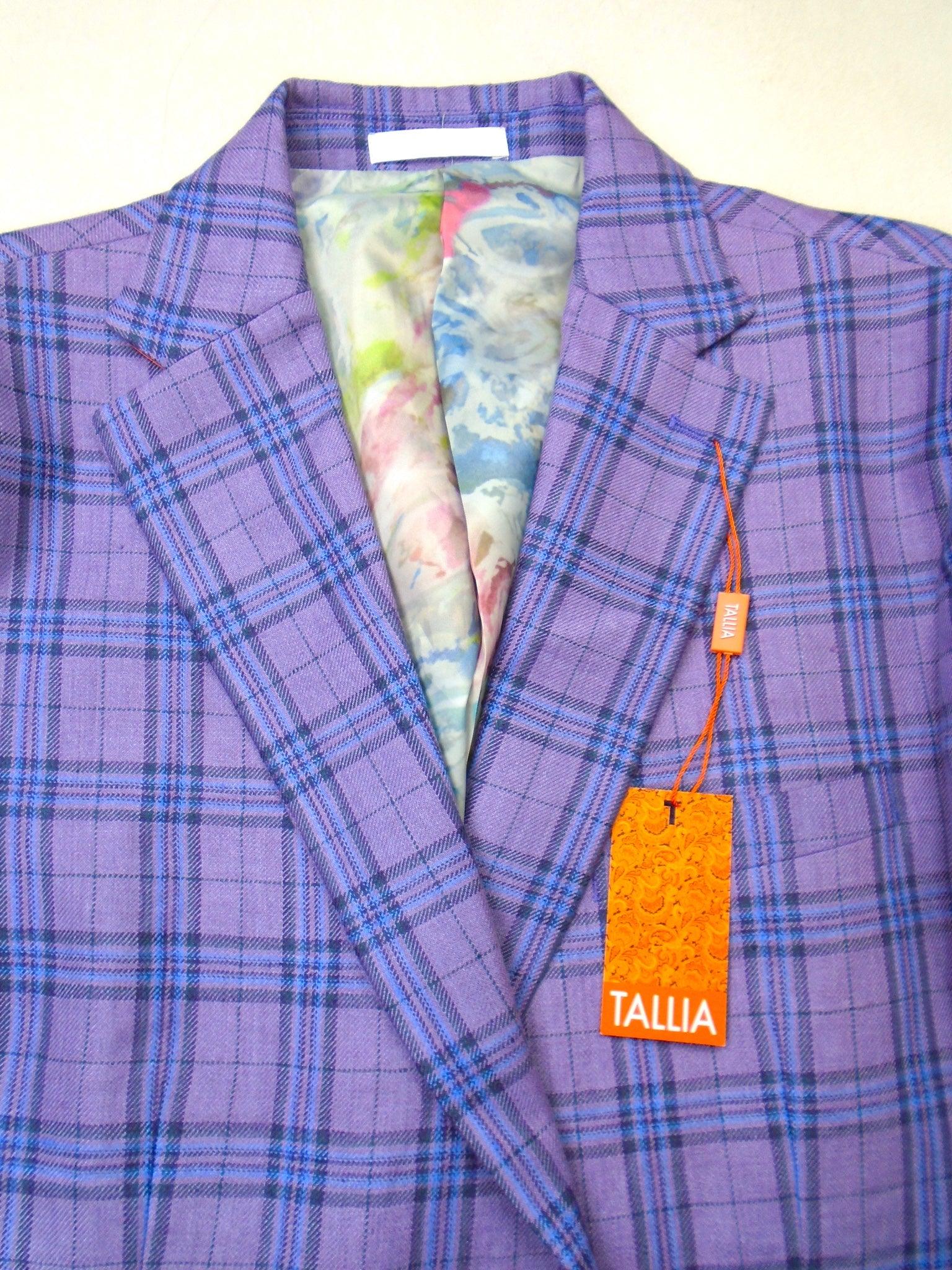 Tallia Men's Slim-Fit Plaid Blazer 40R, Purple
