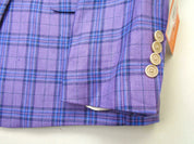 Tallia Mens Slim Fit Linen Sport Coat Blazer 46L Purple Plaid
