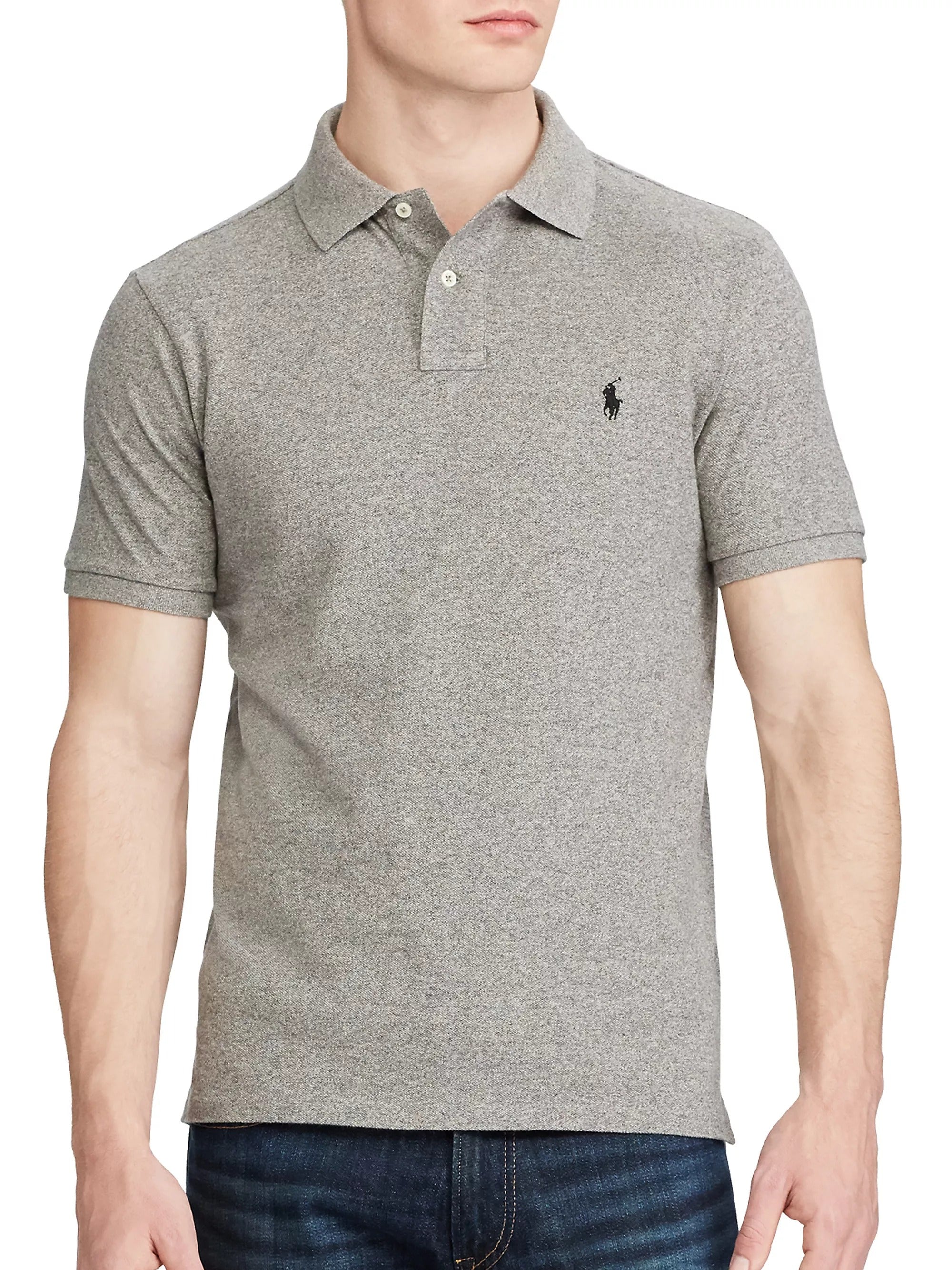 Polo Ralph Lauren Men's Cotton Custom Slim Fit Mesh Polo Shirt Large Grey