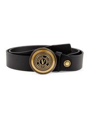 Versace Jeans Couture Mens Leather Belt Size 95 / 38 Black Circle