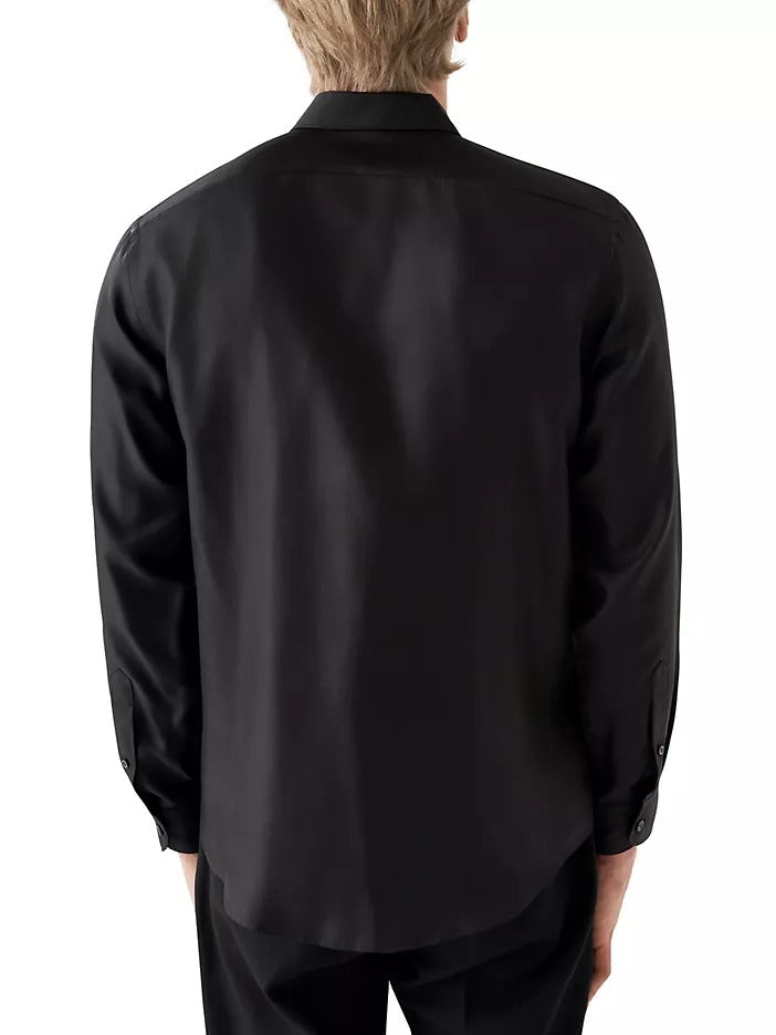 Eton Mens Slim Fit SILK Button Down Shirt Size 15 Black