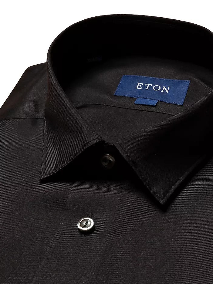 Eton Mens Slim Fit SILK Button Down Shirt Size 15 Black