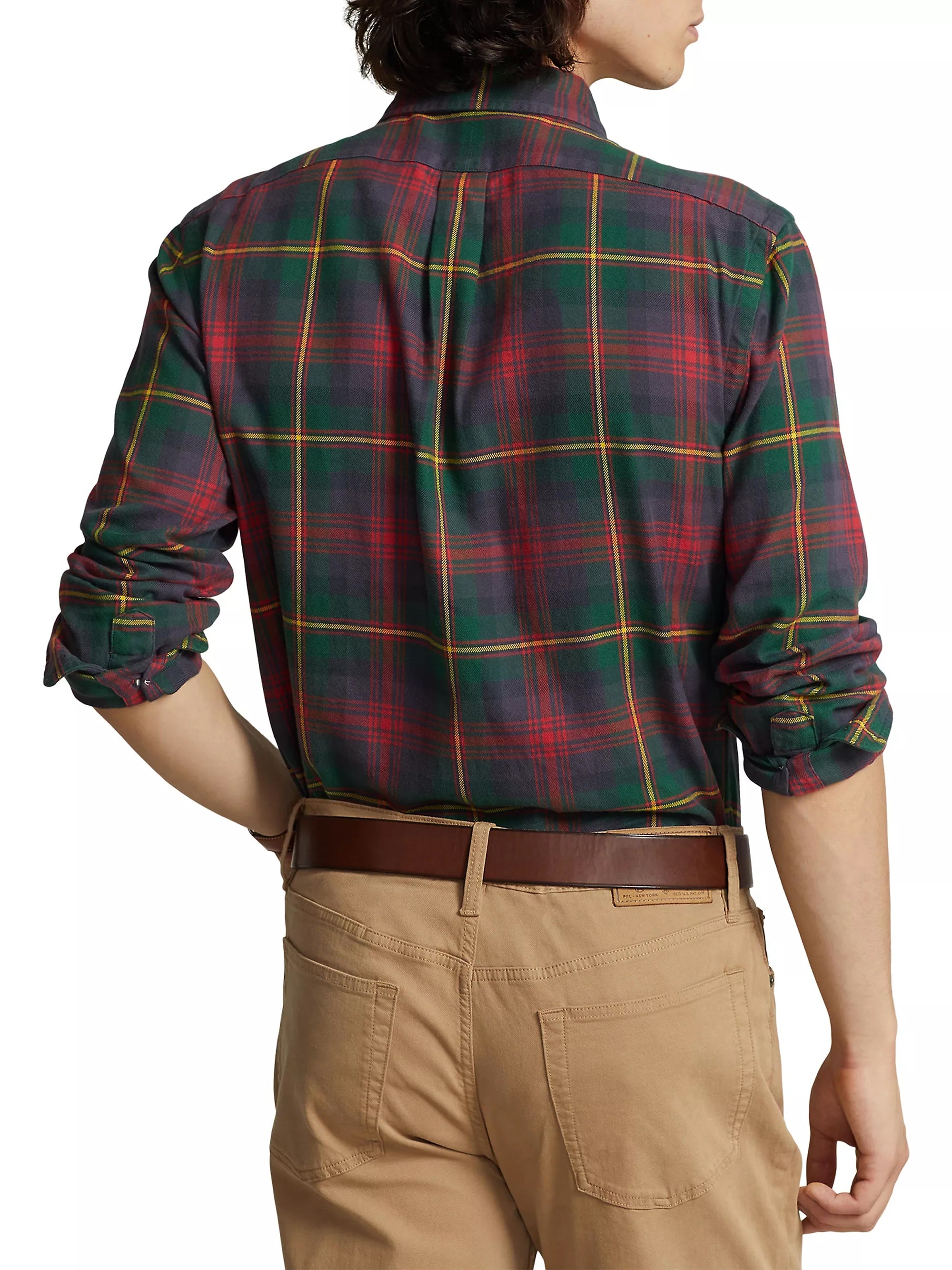 Polo Ralph Lauren Mens Button Down Plaid Sueded Flannel Shirt Green Red  Small
