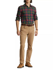Polo Ralph Lauren Mens Button Down Plaid Sueded Flannel Shirt Green Red  Small