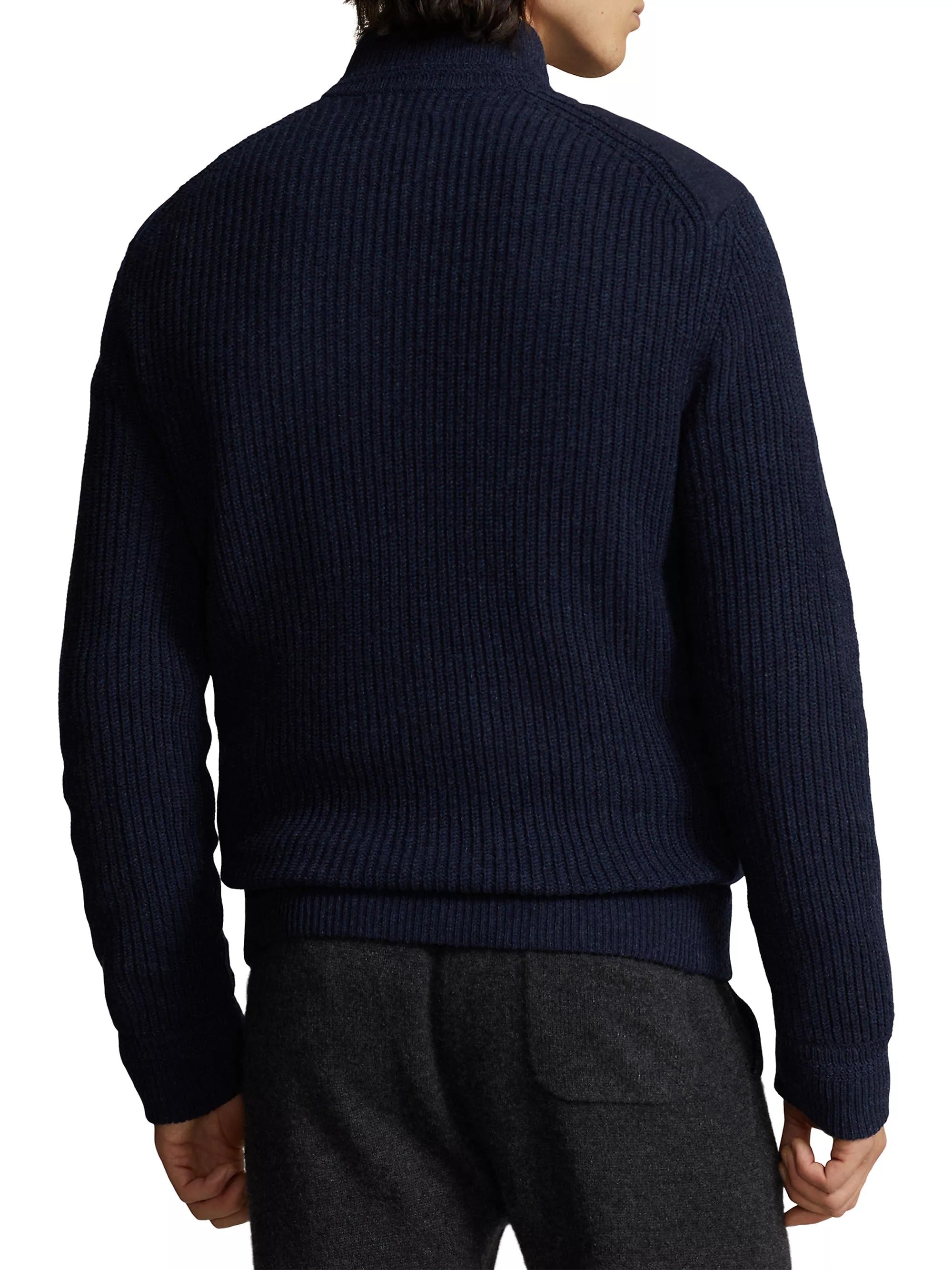 Polo Ralph Lauren Mens Wool & Cashmere Mixed Media Zip Jacket XXL Navy Blue